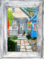 Casa Key West Canvas Print in Cedar Frame