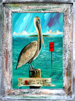 I Love Key West Canvas Print in Cedar Frame