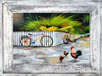Key West Cruisers Canvas Print in Cedar Frame