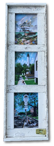 Tropical Prints in Lobster Trap Frame