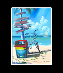 Beach Signs Matted Print
